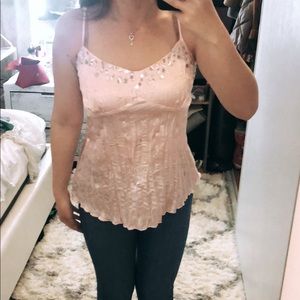 Pink silky + sequence top